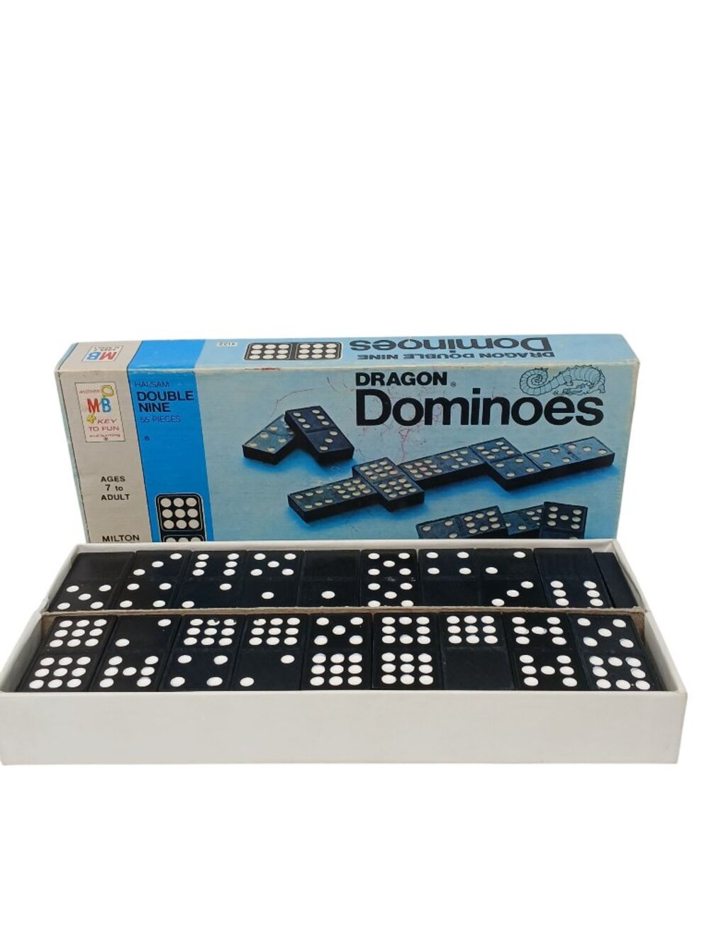 Dragon Double Nine Dominoes By Milton Bradley 1970 VTG 54 Pc Set #GS-7